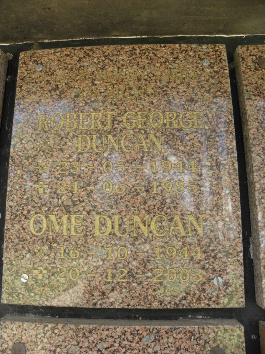 DUNCAN Robert George 1944-1985 &amp; Ome 1944-2003