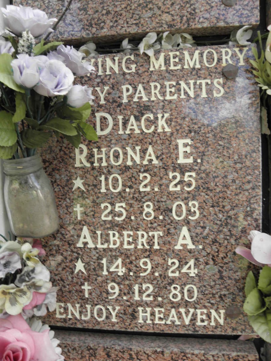DIACK Albert A. 1924-1980 &amp; Rhona E. 1925-2003