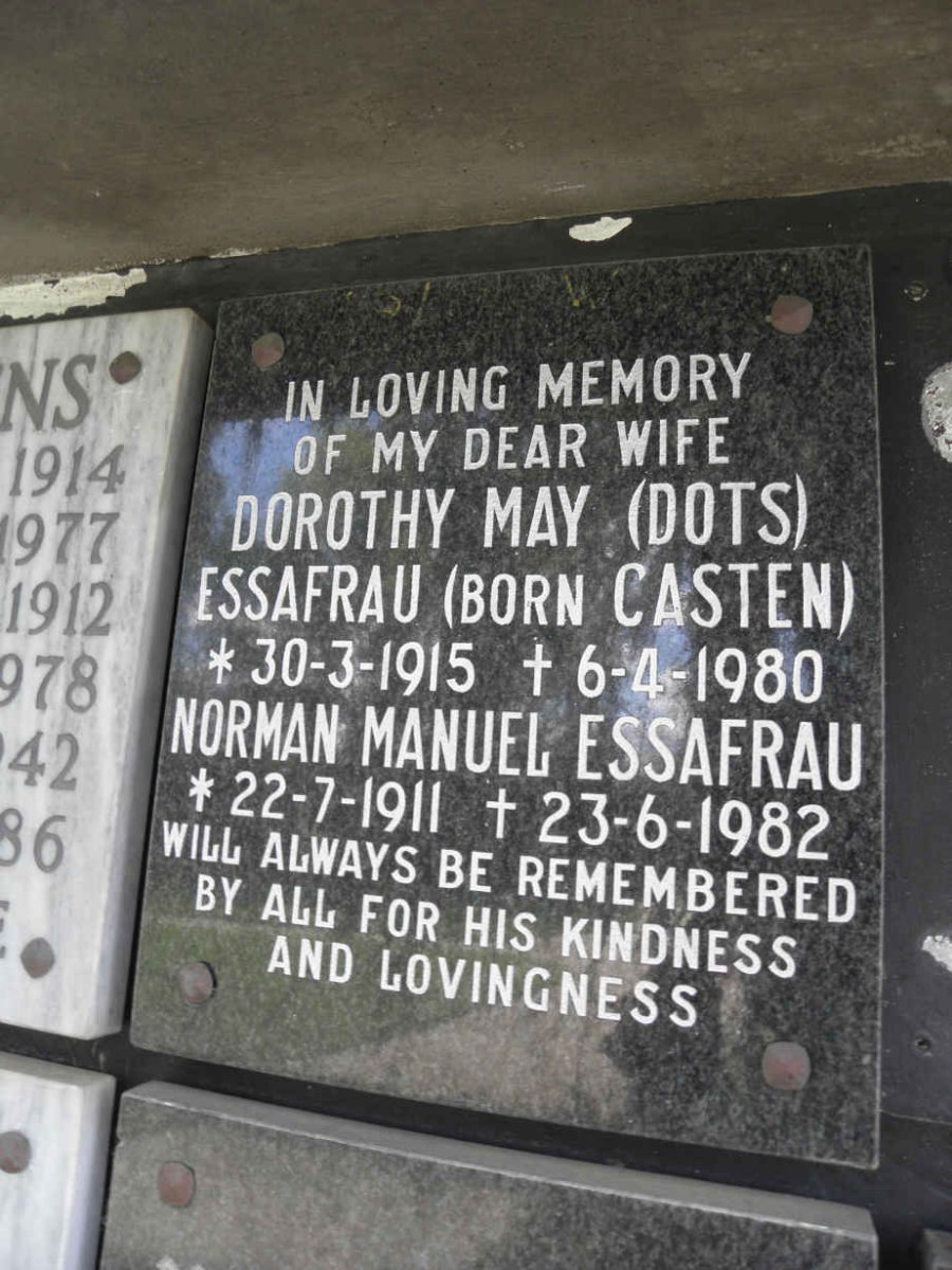 ESSAFAU Norman Manuel 1911-1982 &amp; Dorothy May nee CASTEN 1915-1980