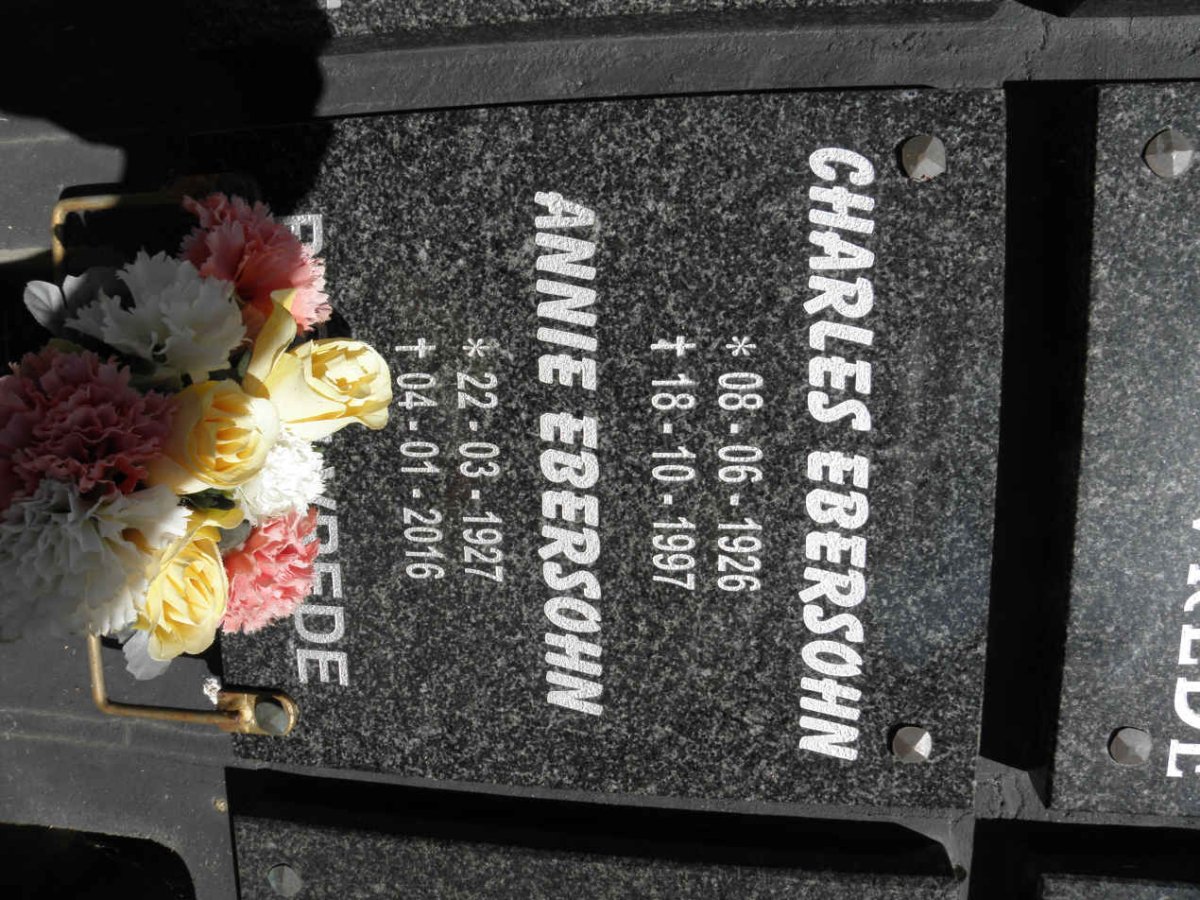EBERSOHN Charles 1926-1997 &amp; Annie 1927-2016