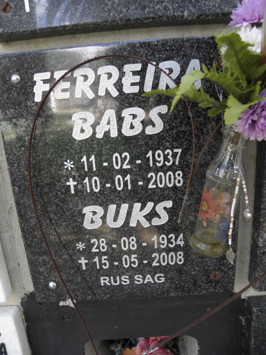 FERREIRA Buks 1934-2008 &amp; Babs 1937-2008