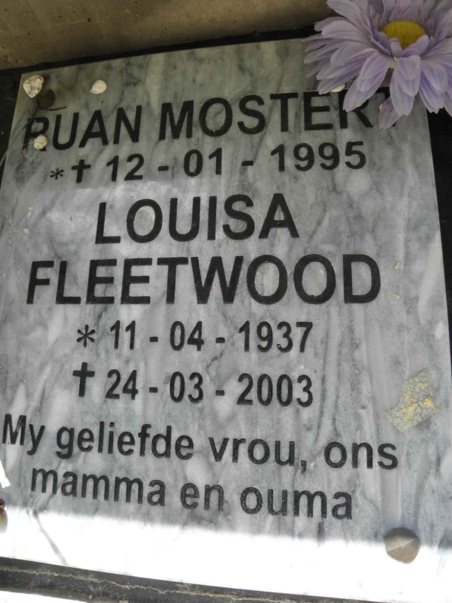 FLEETWOOD Louisa 1937-2003 :: MOSTERT Ruan 1995-1995