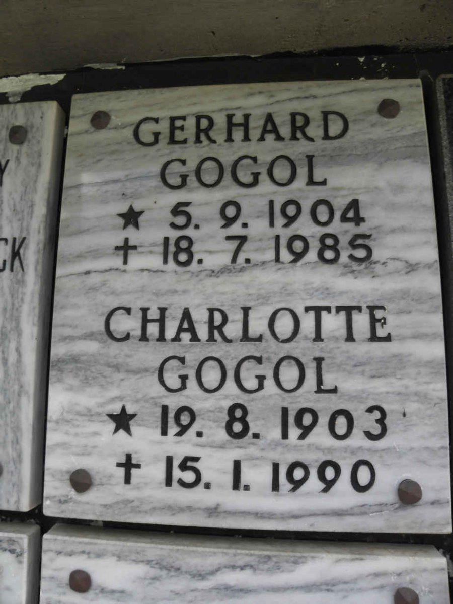 GOGOL Gerhard 1904-1985 &amp; Charlotte 1903-1990
