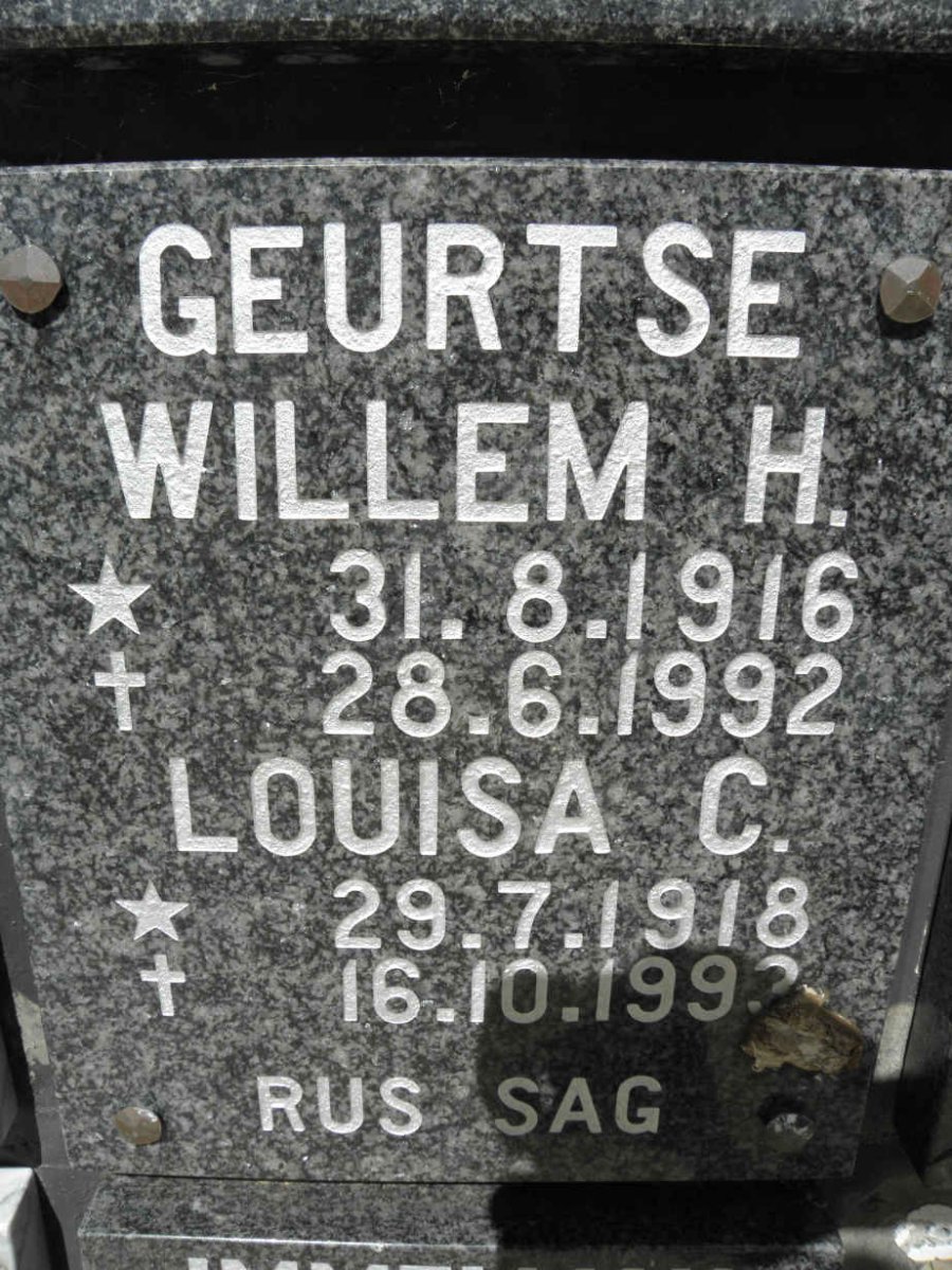 GEURTSE Willem H. 1916-1992 &amp; Louisa C. 1918-1993