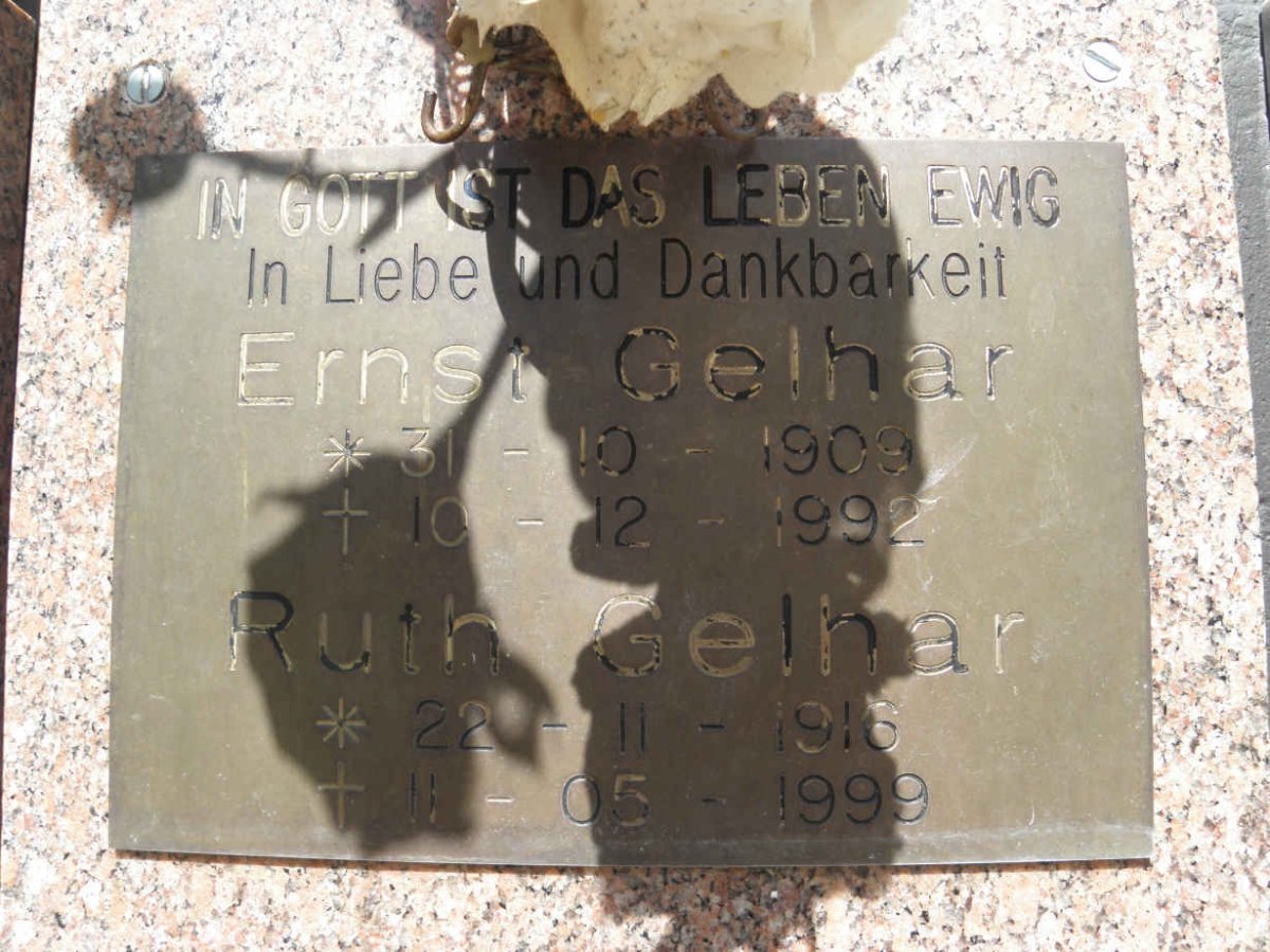 GELHAR Ernst 1909-1992 &amp; Ruth 1916-1999
