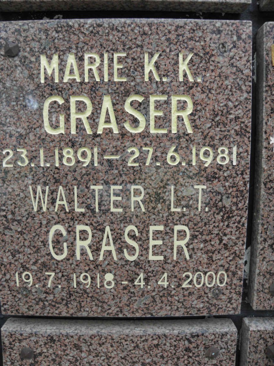 GRÄSER Walter L.T. 1918-2000 &amp; Marie K.K. 1891-1981