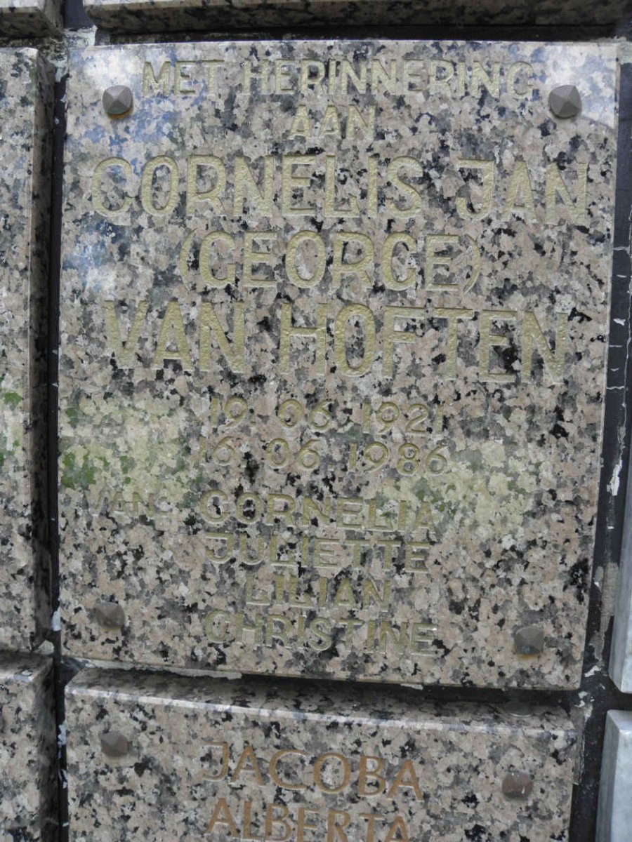 HOFTEN Cornelis Jan George, van 1921-1986