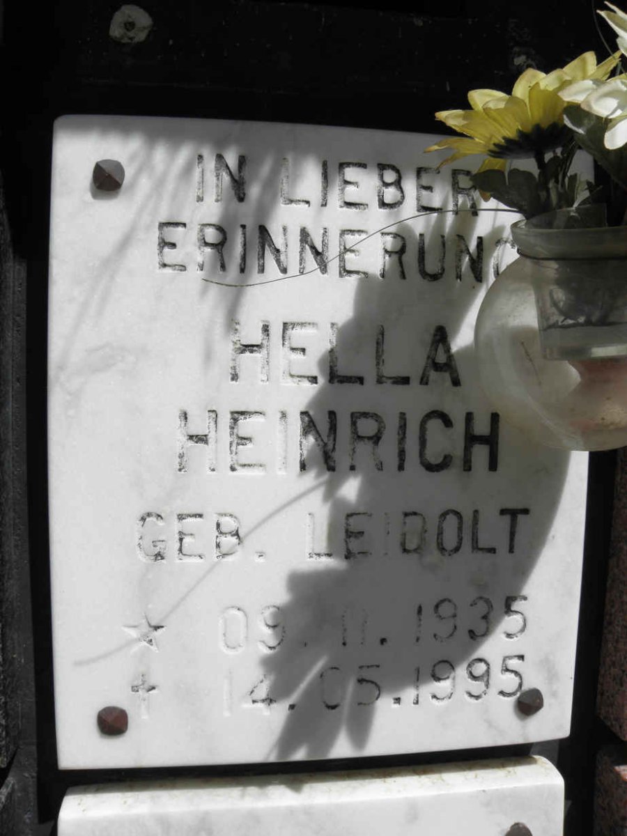 HEINRICH Hella nee LEIDOLT 1935-1995