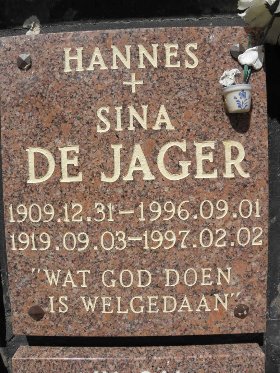 JAGER Hannes, de 1909-1996 &amp; Sina 1919-1997 