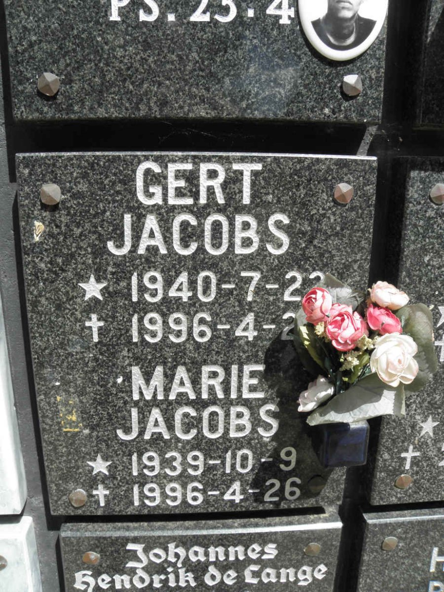 JACOBS Gert 1940-1996 &amp; Marie 1939-1996