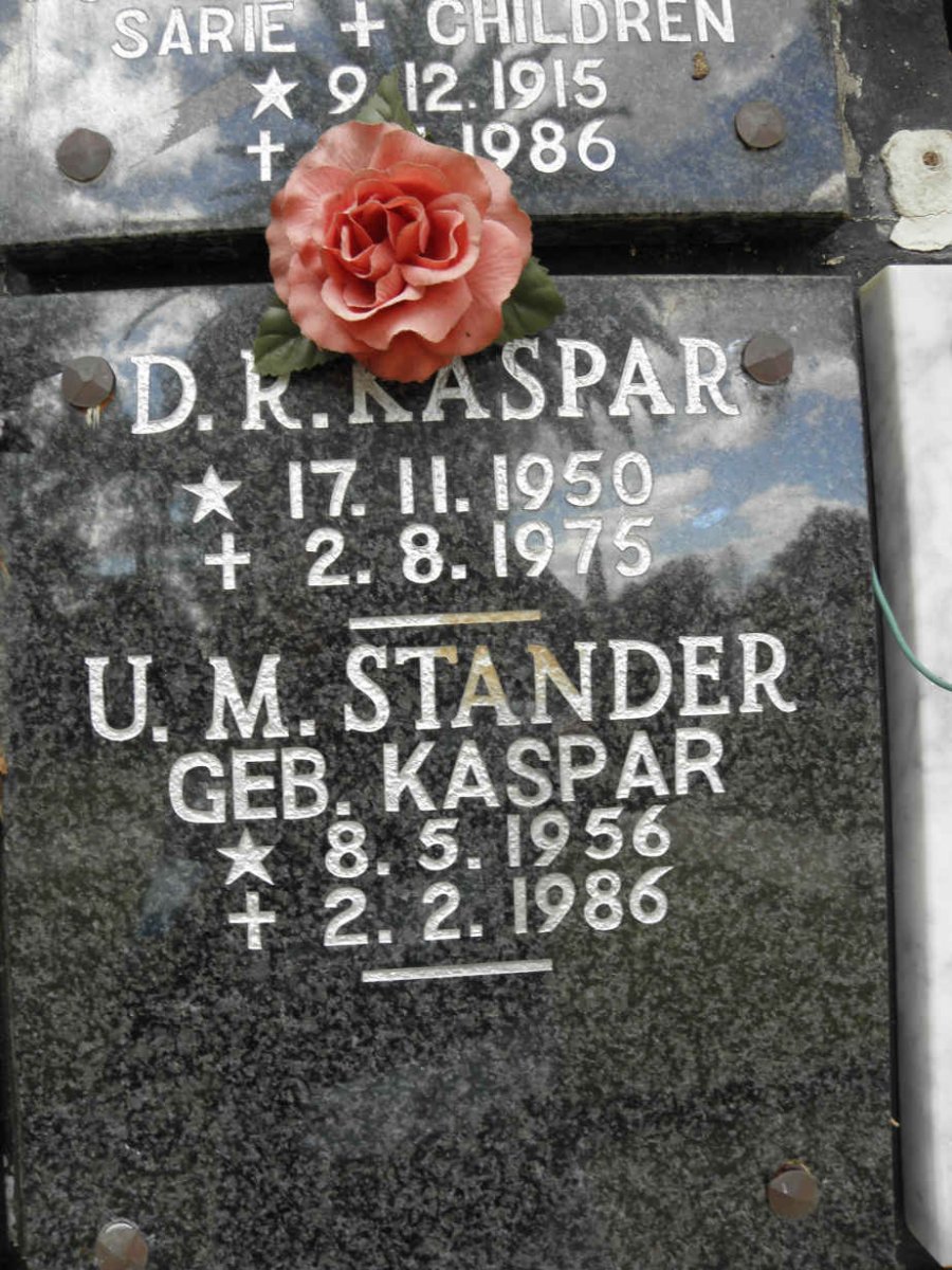 KASPAR D.R. 1950-1975 :: STANDER U.M. nee KASPAR 1956-1986