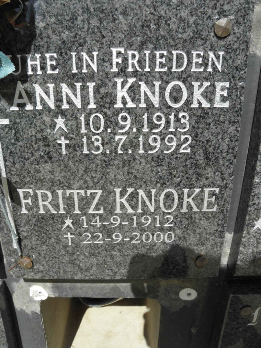 KNOKE Fritz 1912-2000 &amp; Anni 1913-1992