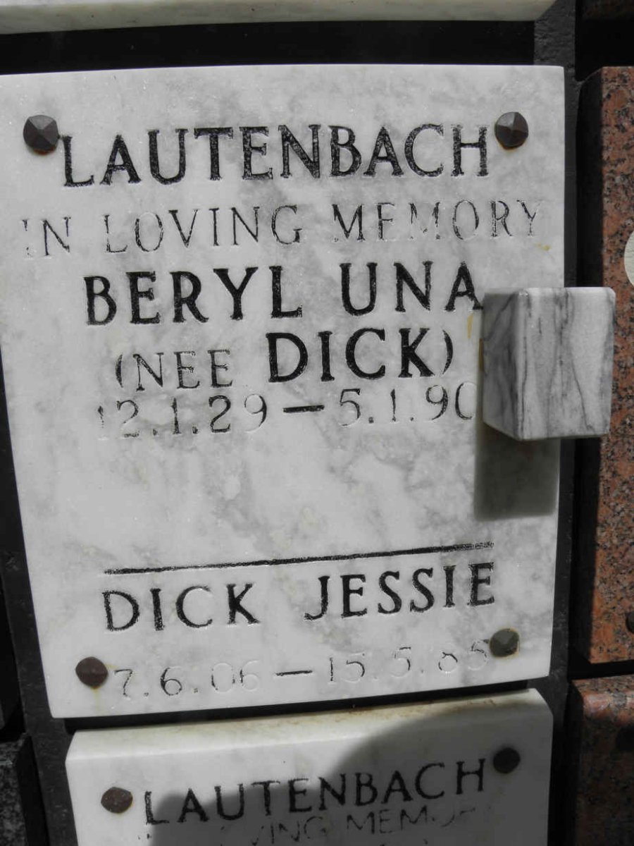 LAUTENBACH Beryl Una nee DICK 1929-1990 :: DICK Jessie 1906-1985
