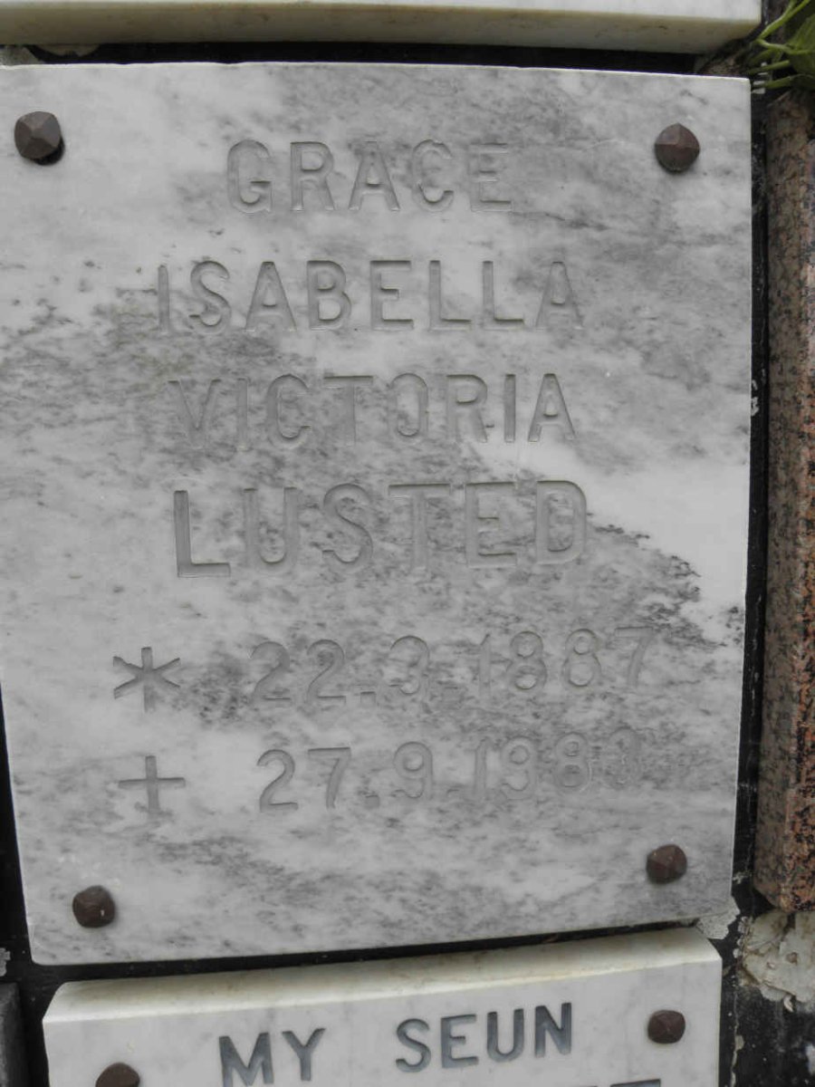 LUSTED Grace Isabella Victoria 1887-1988