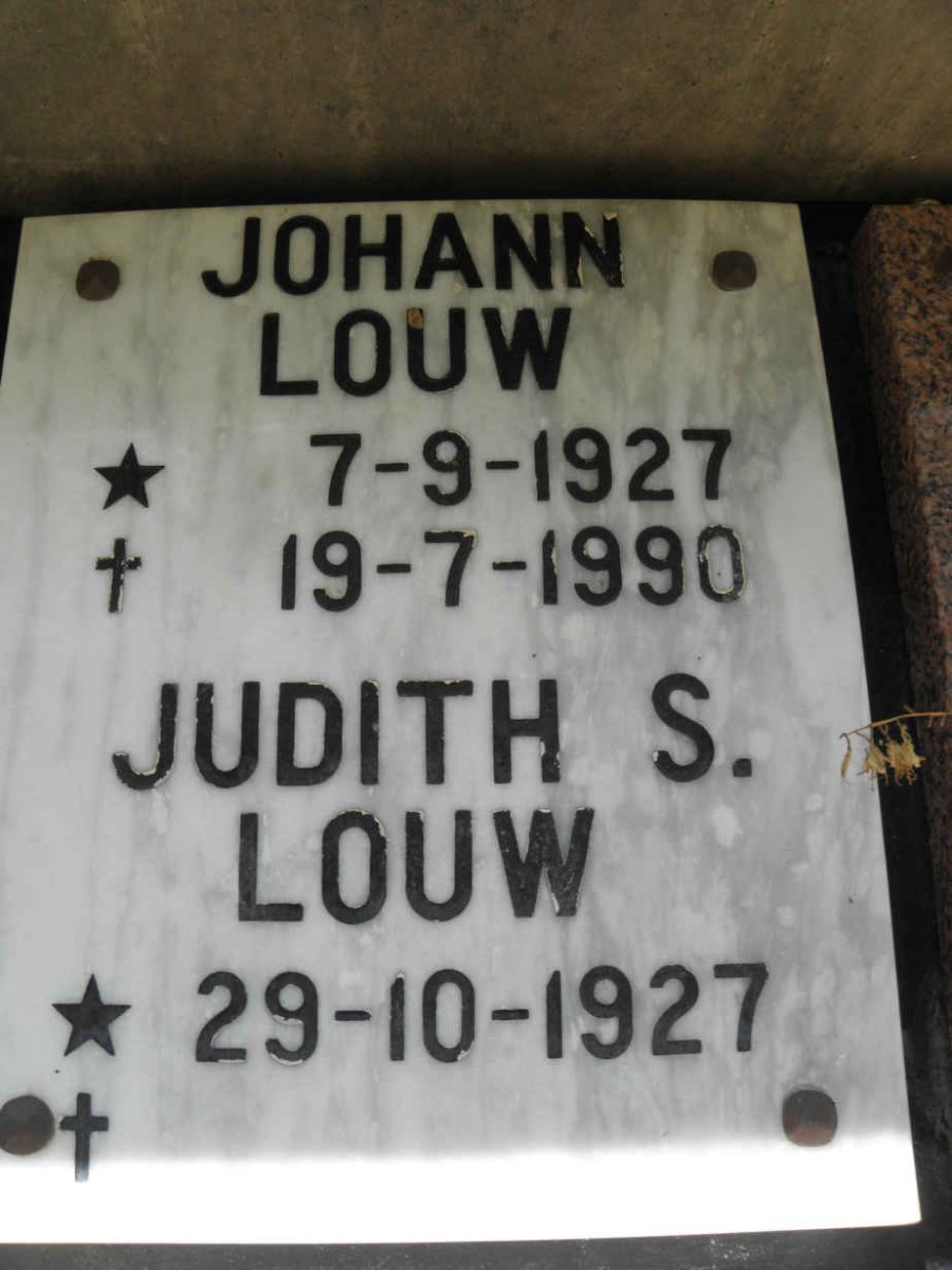 LOUW Johann 1927-1990 &amp; Judith S. 1927-