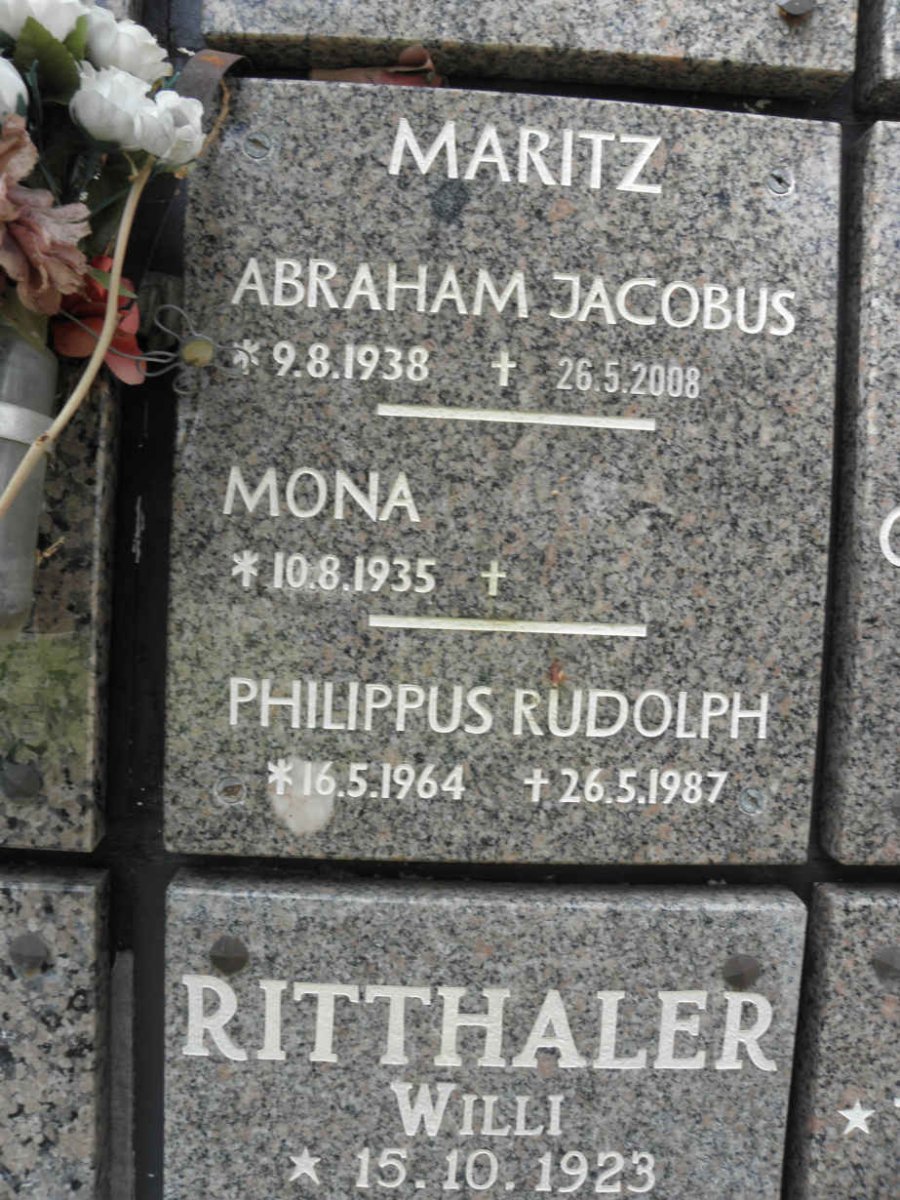 MARITZ Abraham Jacobus 1938-2008 &amp; Mona 1935- :: MARITZ Philippus Rudolph 1964-1987