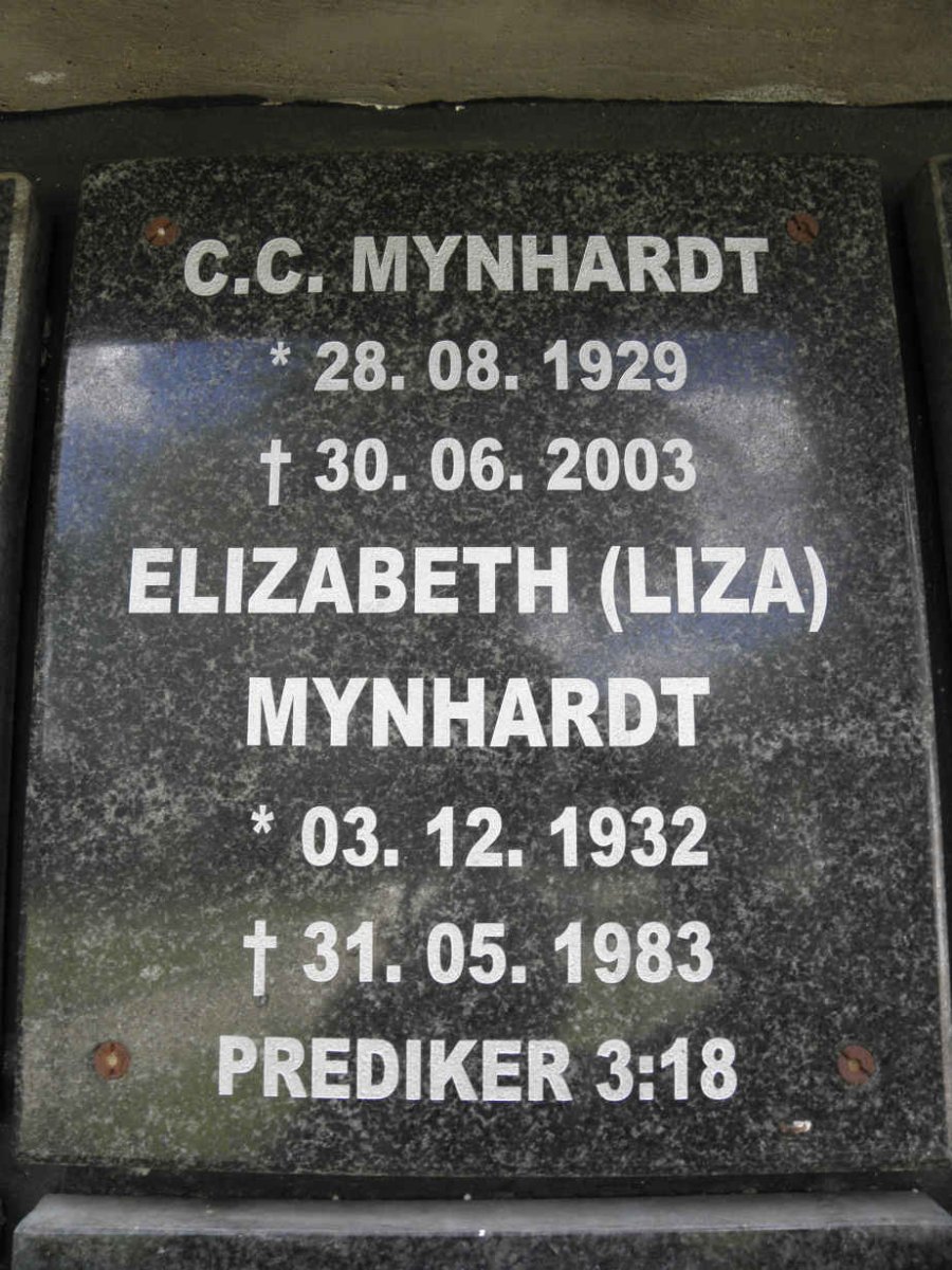 MYNHARDT C.C. 1929-2003 &amp; Elizabeth 1932-1983