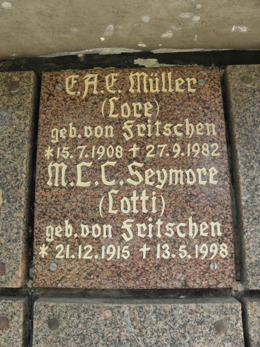 MÜLLER E.A.E. nee von FRITSCHEN 1908-1982 :: SEYMORE M.C.C. nee von FRITSCHEN 1915-1998 