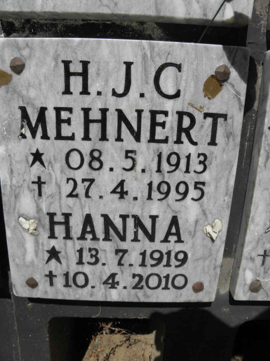 MEHNERT H.J.C. 1913-1995 &amp; Hanna 1919-2010