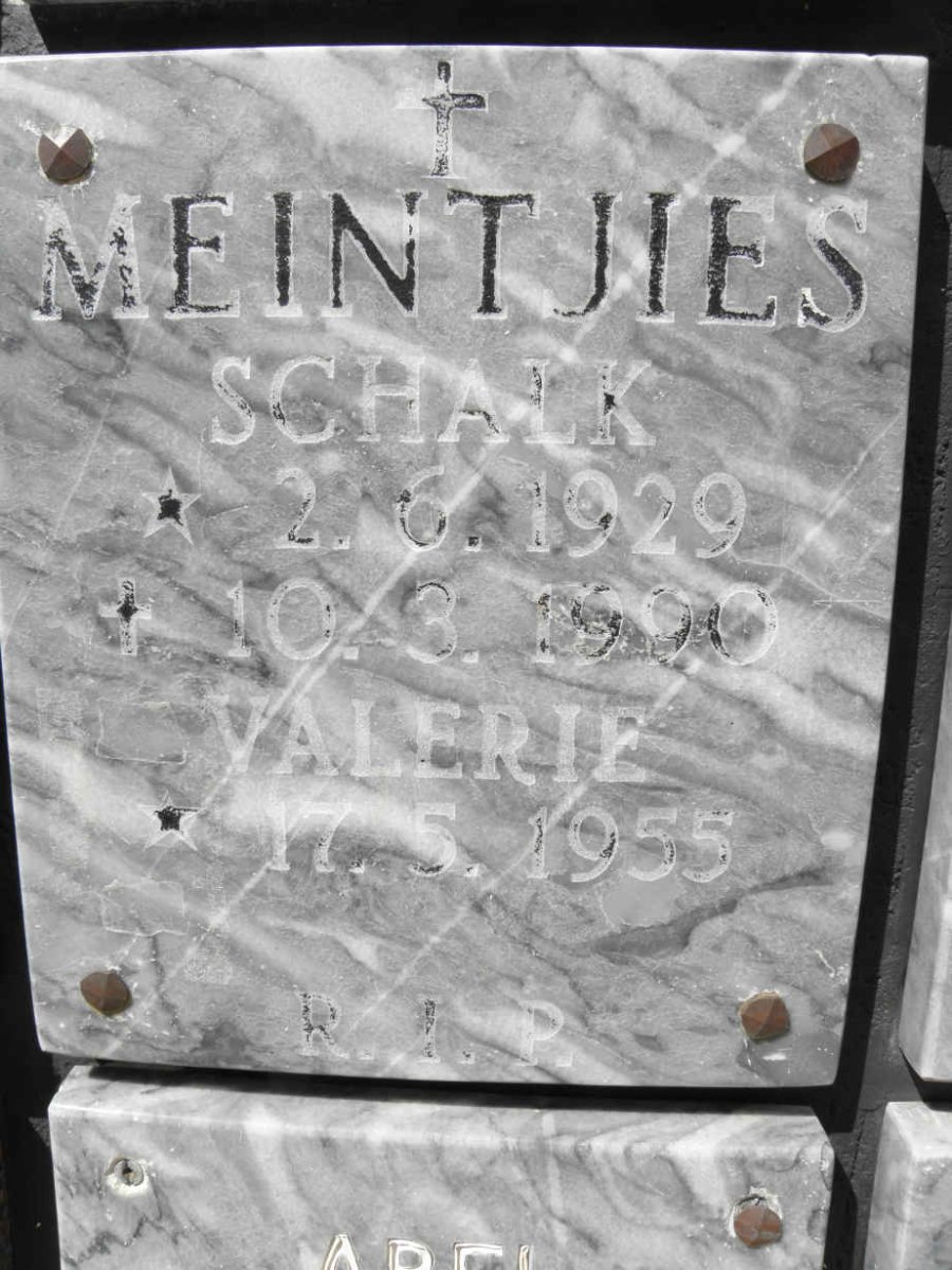 MEINTJIES Schalk 1929-1990 &amp; Valerie 1955