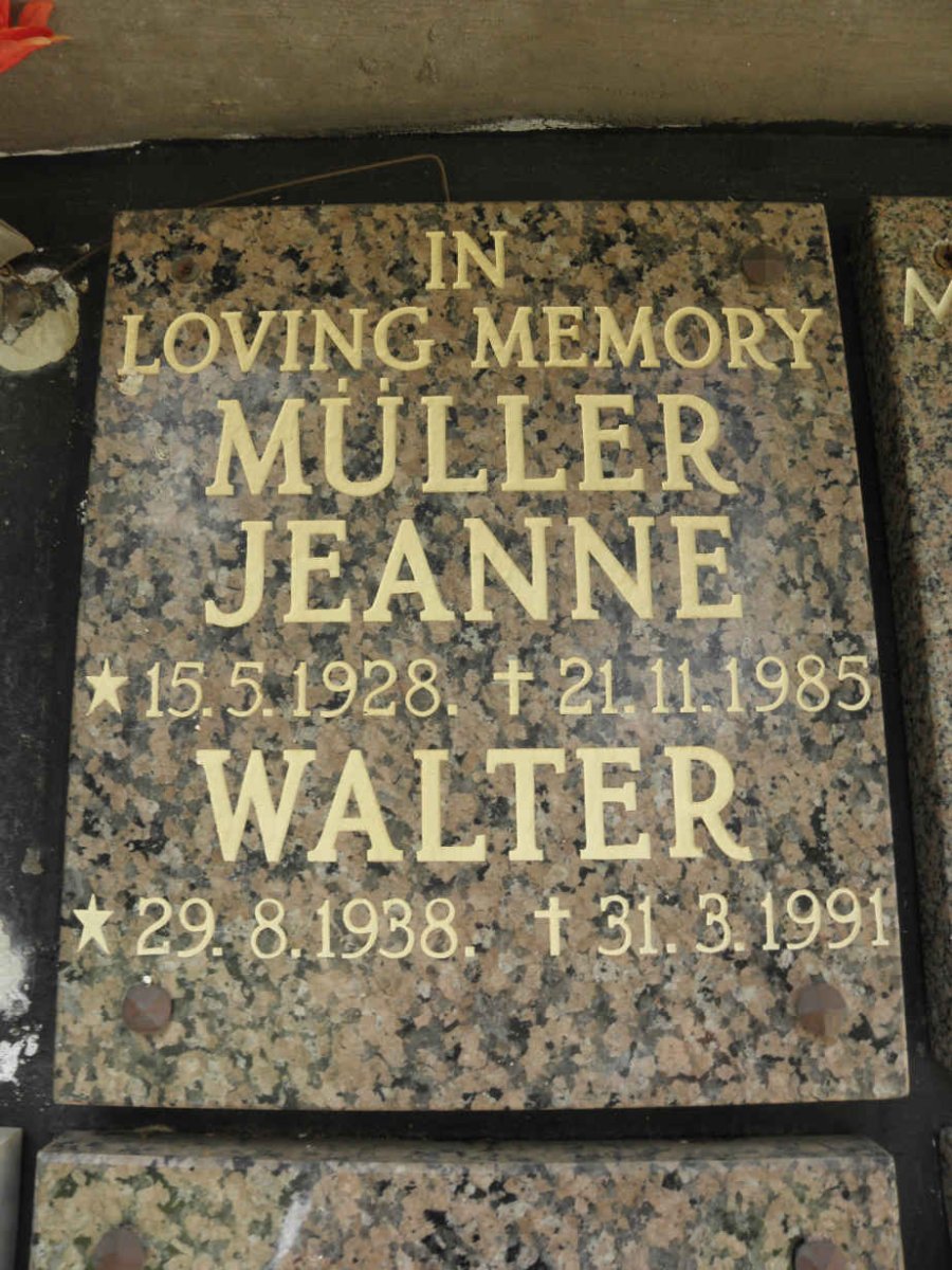 MÜLLER Walter 1938-1991 &amp; Jeanne 1928-1985