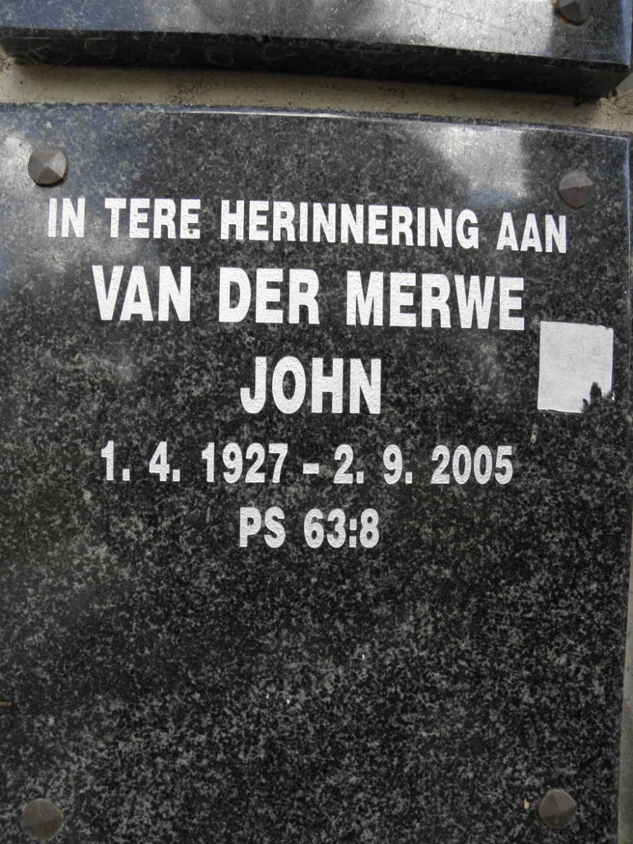 MERWE John, van der 1927-2005