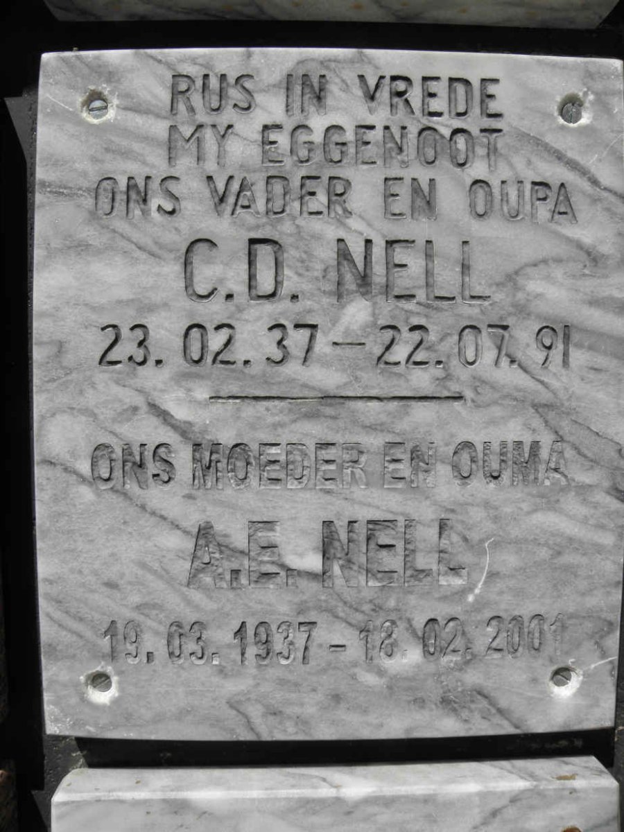 NELL C.D. 1937-1991 &amp; A.E. 1937-2001