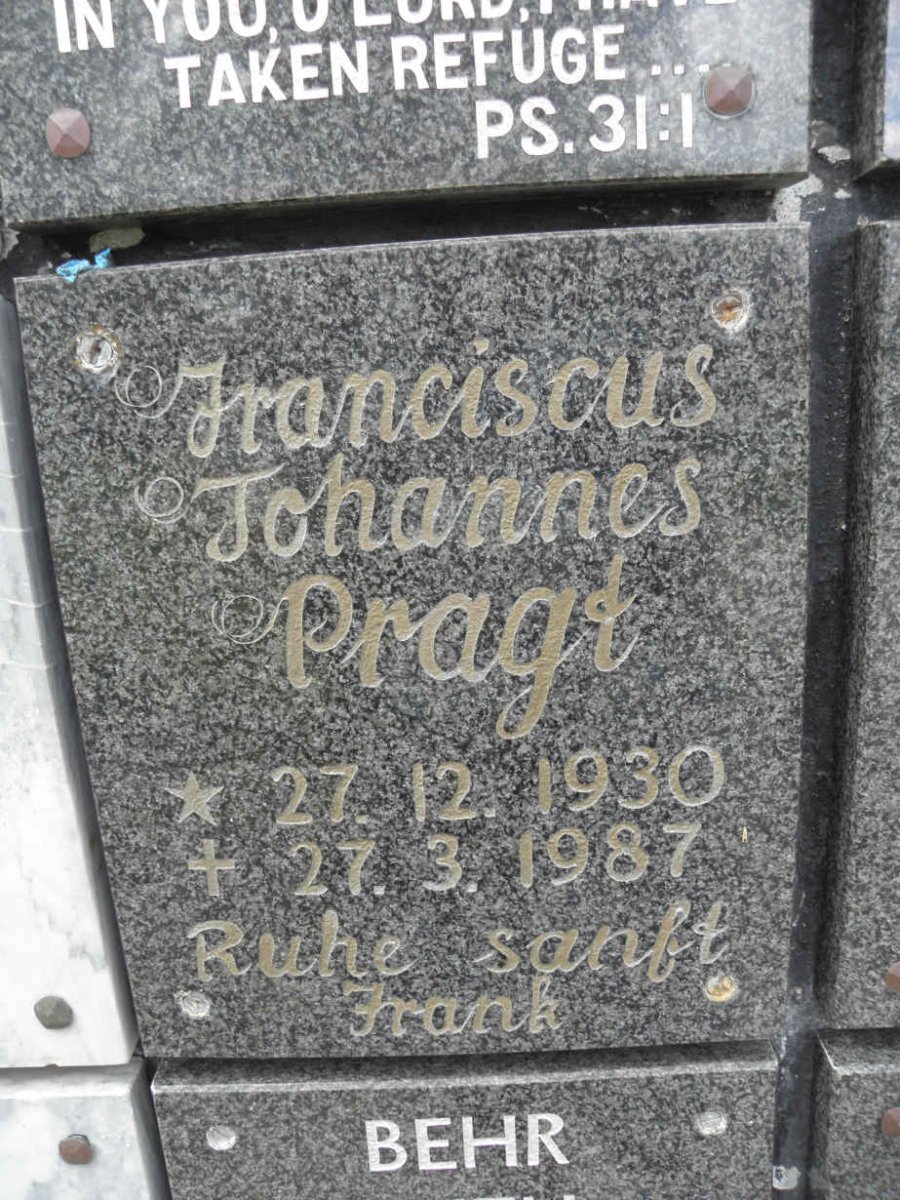 PRAGT Franciscus Johannes 1930-1987