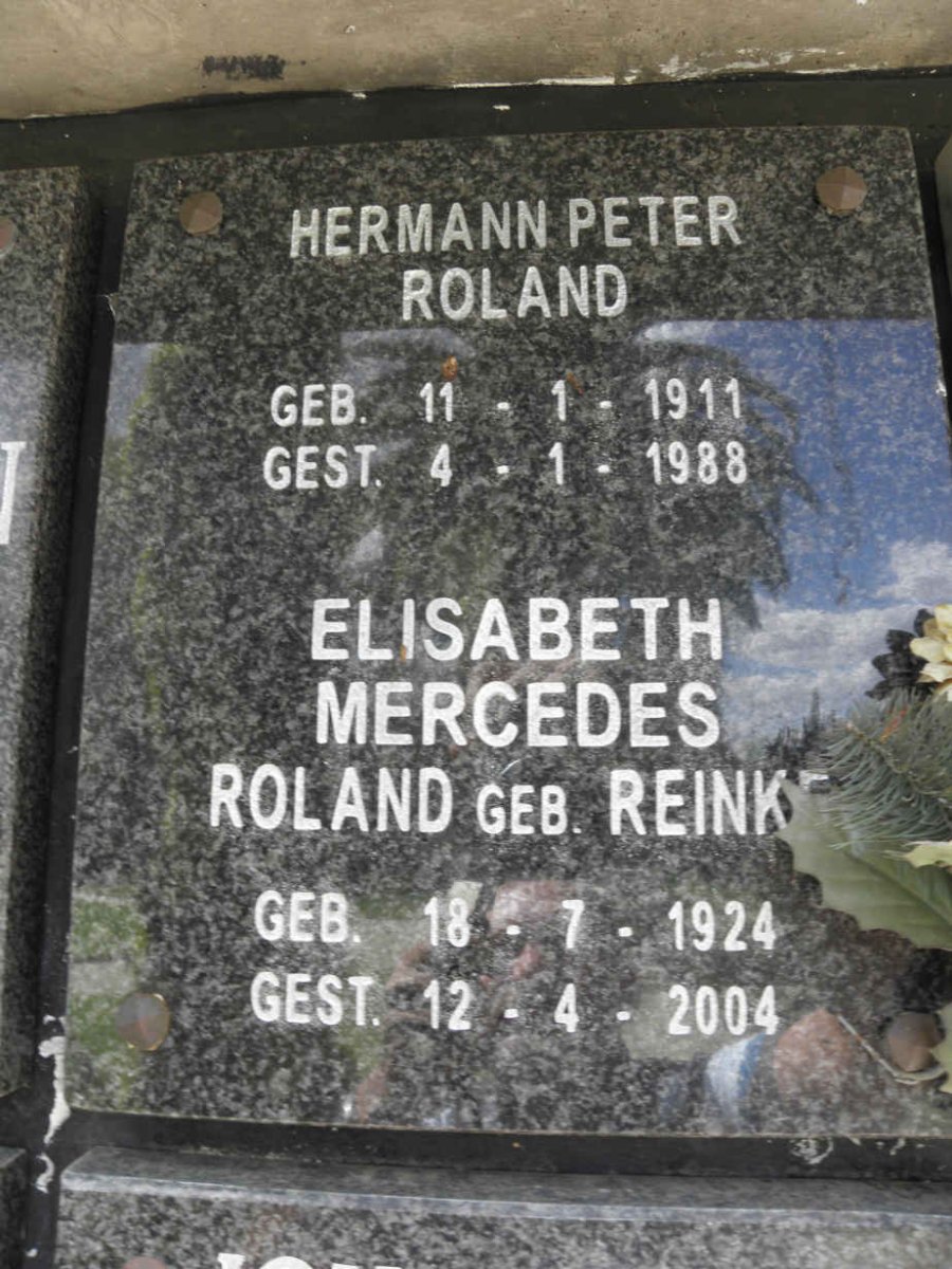 ROLAND Hermann Peter 1911-1988 &amp; Elisabeth Mercedes REINKE 1924-2004 