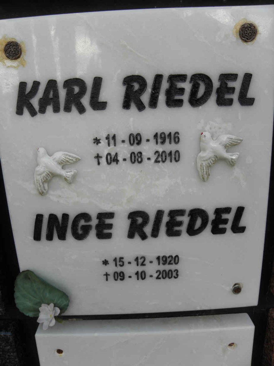 RIEDEL Karl 1916-2010 &amp; Inge 1920-2003