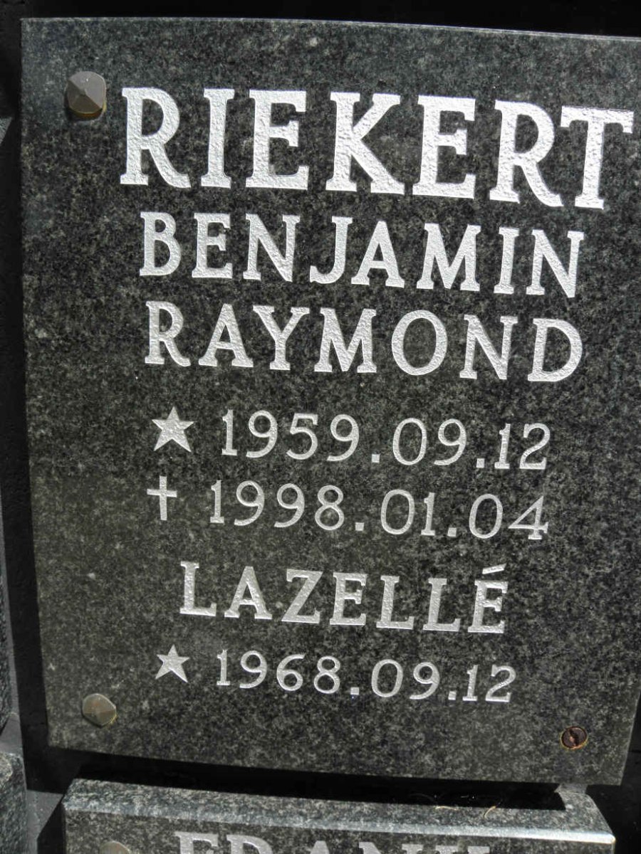 RIEKERT Benjamin Raymond 1959-1998 &amp; Lazellé 1968-