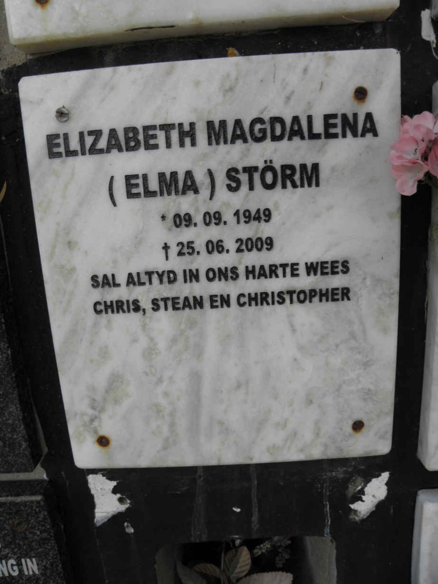 STORM Elizabeth Magdalena 1949-2009