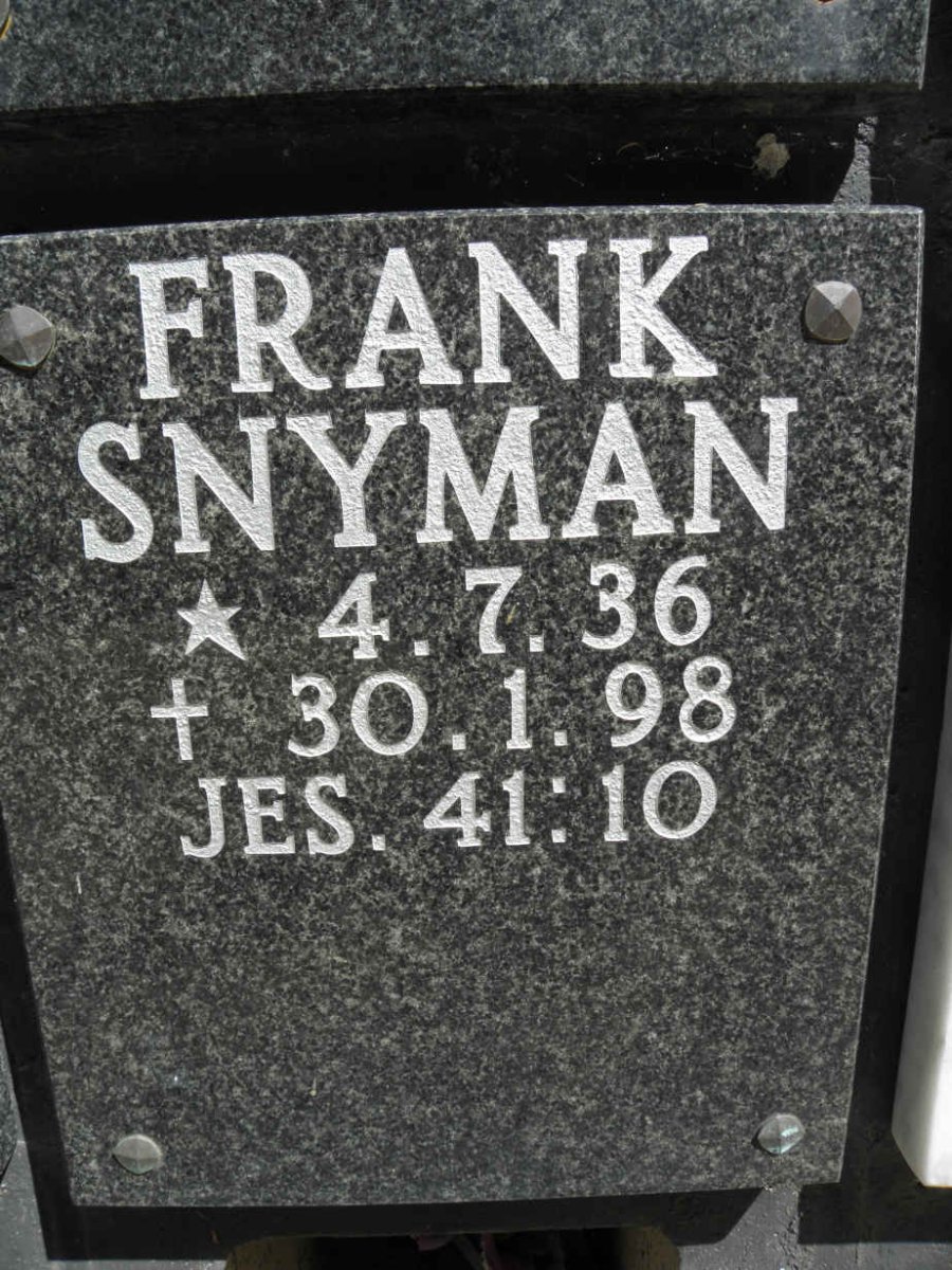 SNYMAN Frank 1936-1998