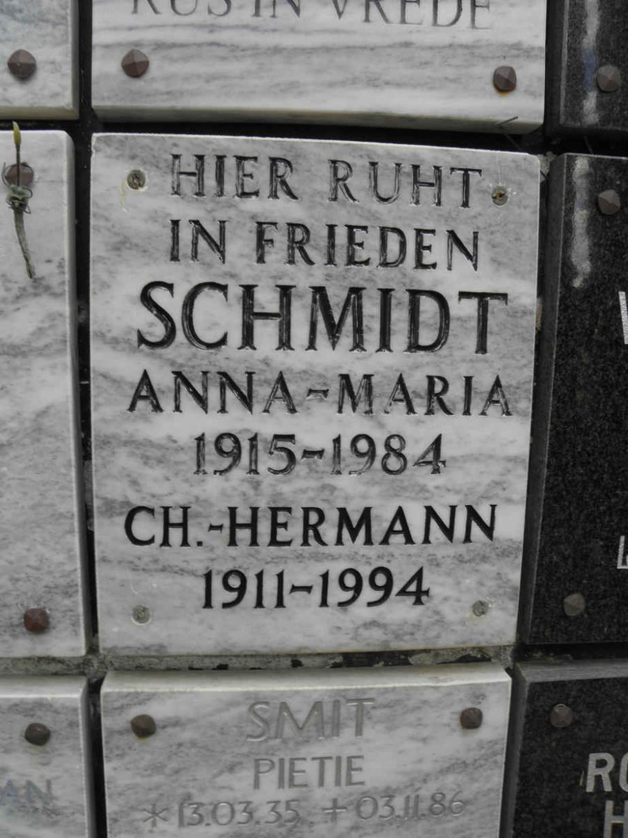 SCHMIDT Ch.-Hermann 1911-1994 &amp; Anna Maria 1915-1984