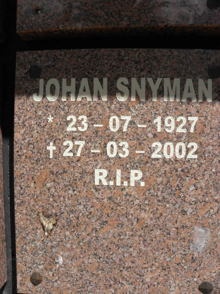 SNYMAN Johan 1927-2002
