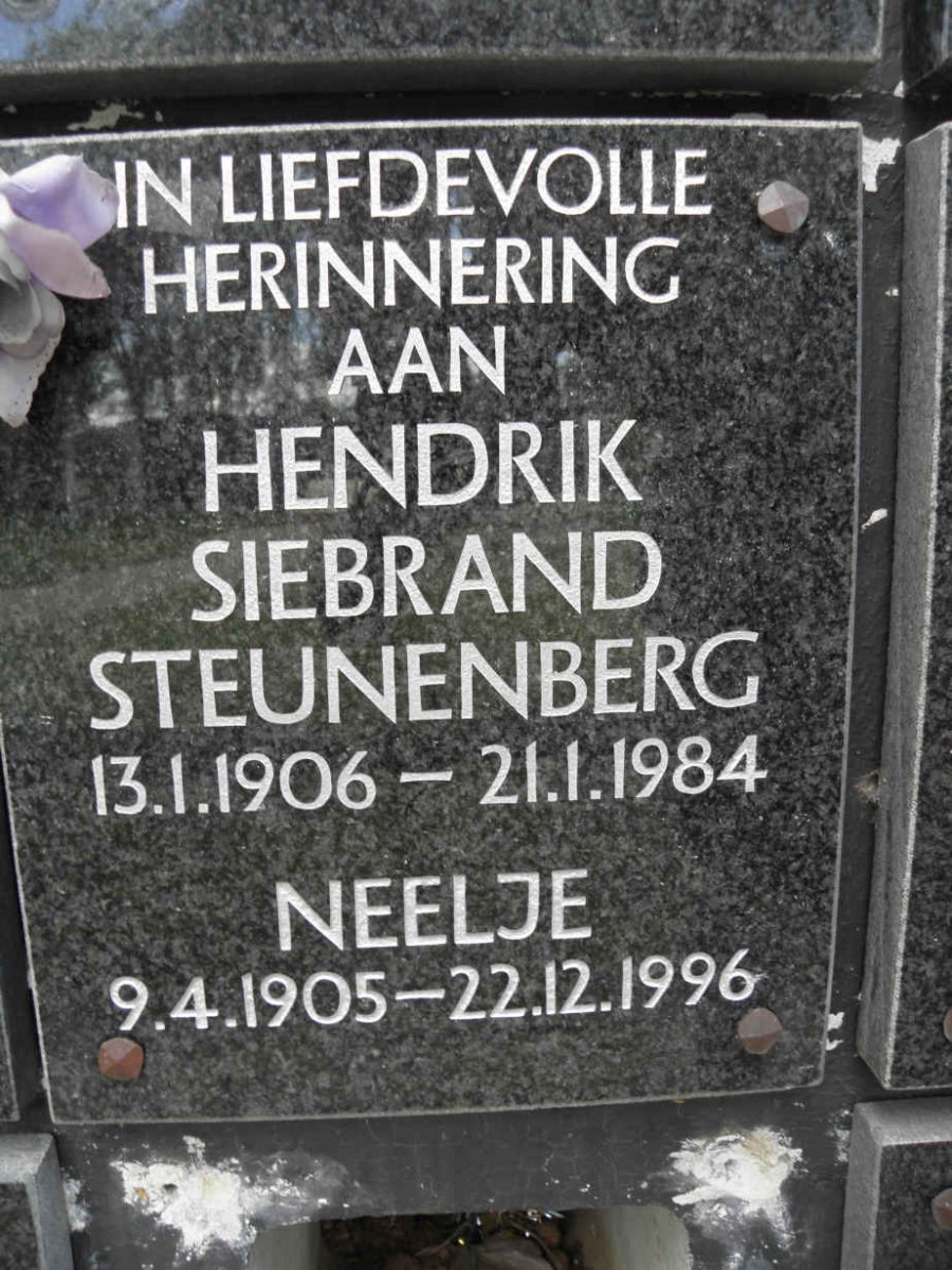 STEUNENBERG Hendrik Siebrand 1906-1984 &amp; Neeltje 1905-1996