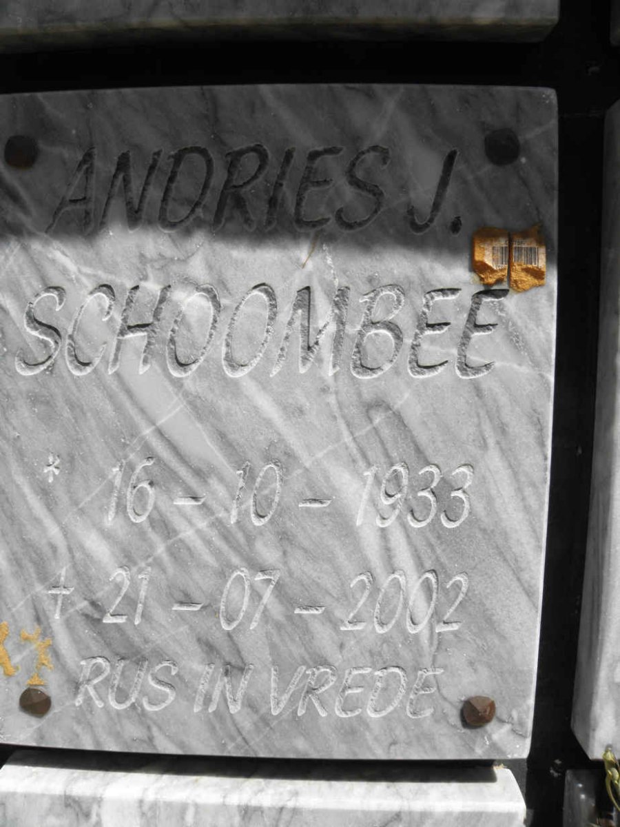 SCHOOMBEE Andries J. 1933-2002