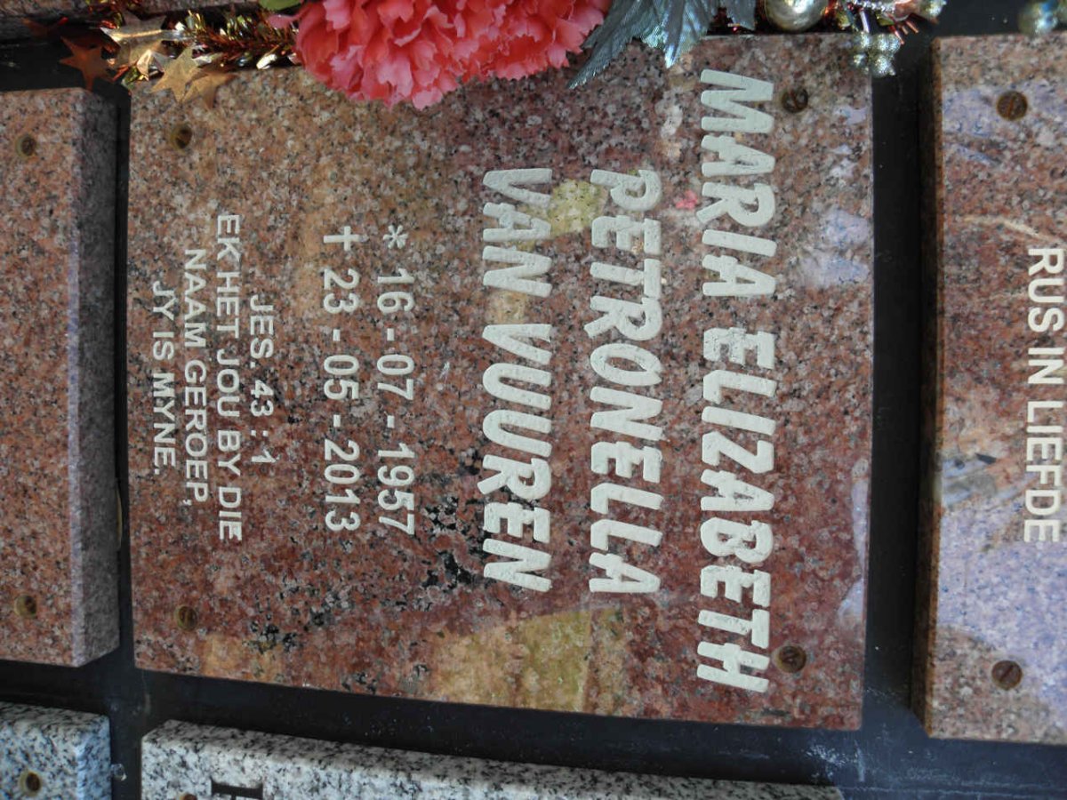 VUUREN Maria Elizabeth Petronella, van 1957-2013