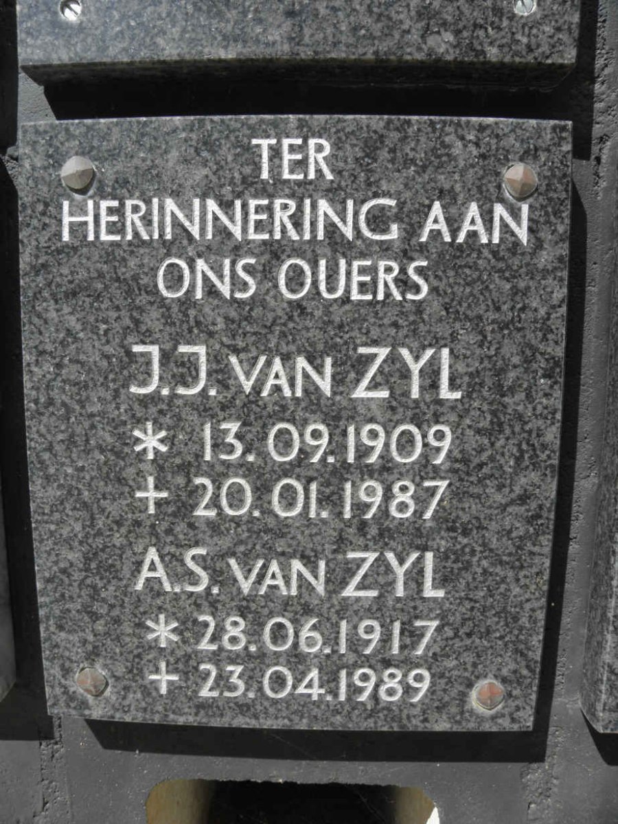 ZYL J.J., van 1909-1987 &amp; A.S. 1917-1989