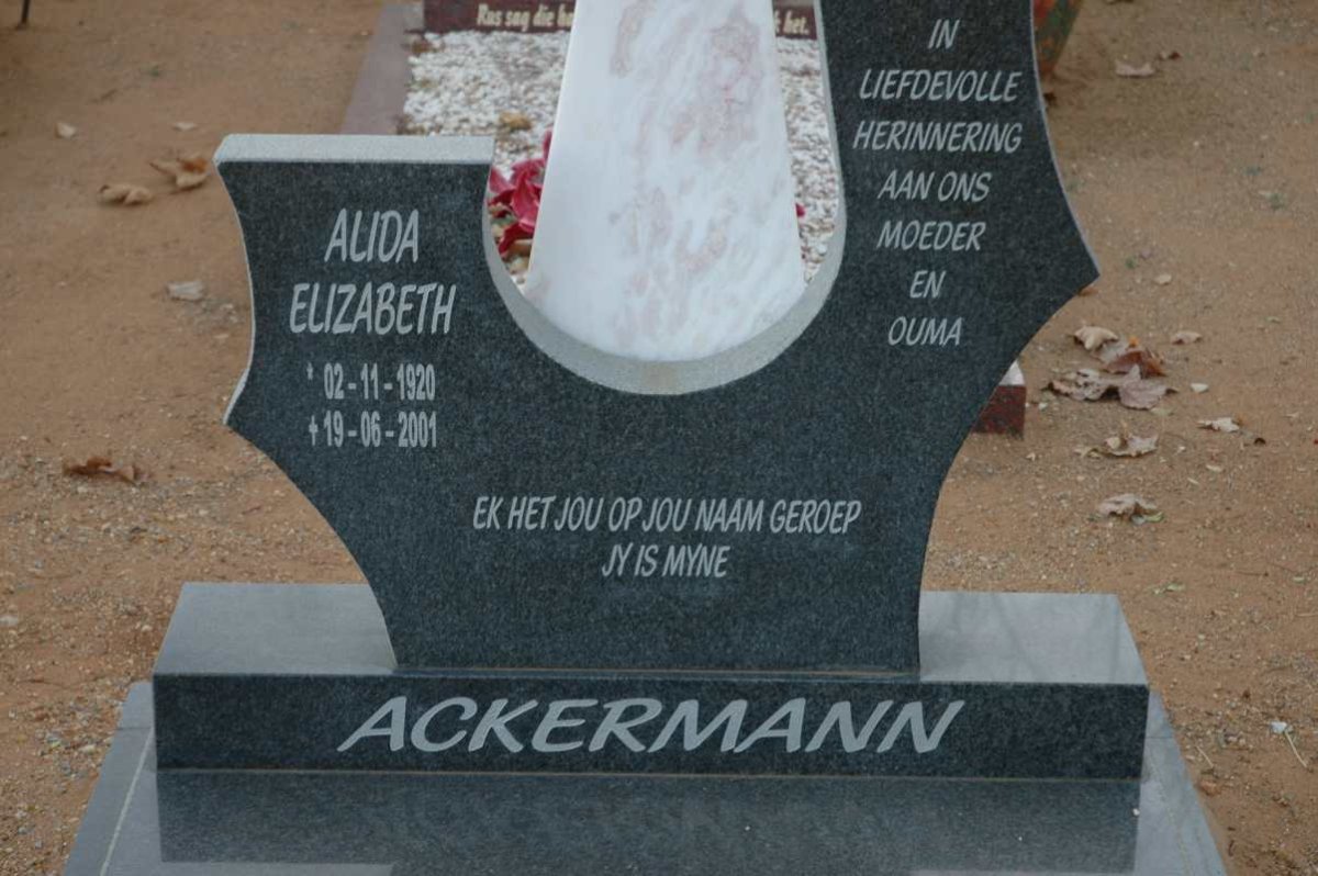ACKERMANN Alida Elizabeth 1920-2001
