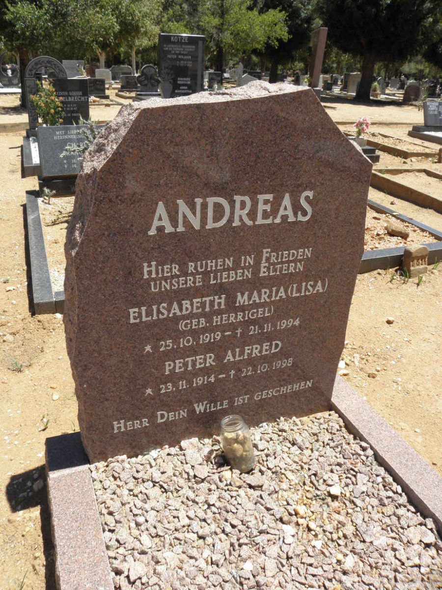 ANDREAS Peter Alfred 1914-1998 &amp; Elisabeth Maria HERRIGEL 1919-1994