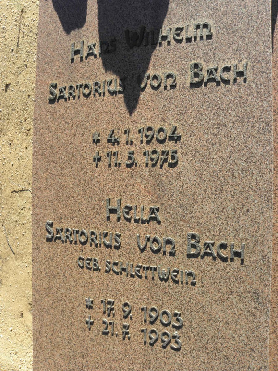 BACH Hans Wilhelm, Sartorius von 1904-1975 &amp; Hella SCHLETTWEIN 1903-1993