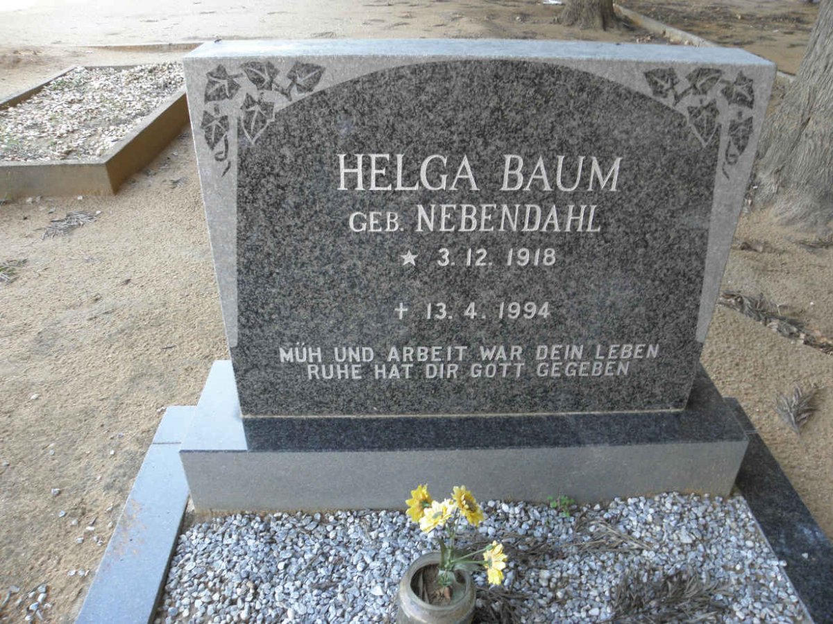 BAUM Helga nee NEBENDAHL 1918-1994