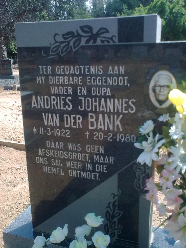 BANK Andries Johannes, van der 1922-1980
