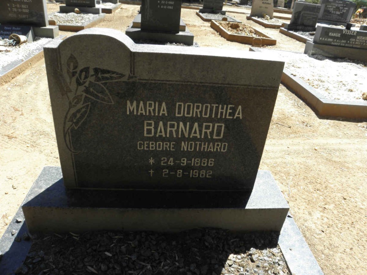 BARNARD Maria Dorothea nee NOTHARD 1886-1982