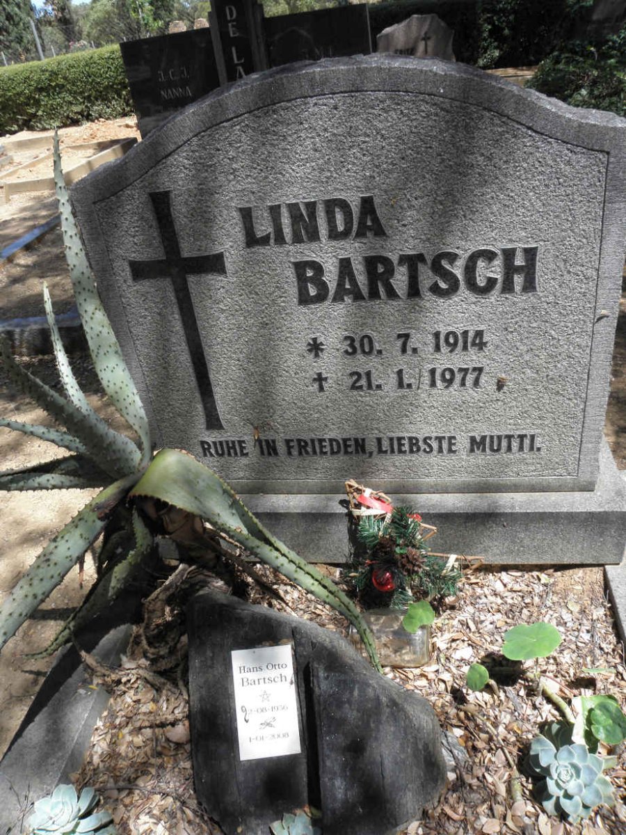 BARTSCH Linda 1914-1977 :: BARTSCH Hans Otto 1936-2008