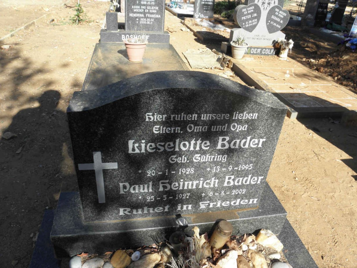 BADER Paul Heinrich 1927-2002 &amp; Lieselotte GUHRING 1928-1995