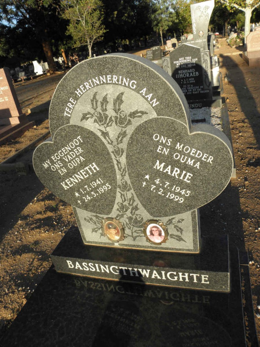 BASSINGTHWAIGHTE Kenneth 1941-1995 &amp; Marie 1945-1999