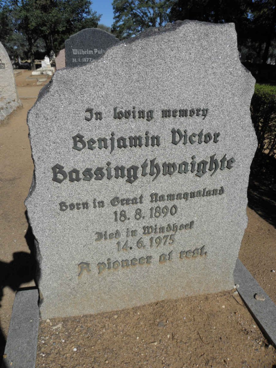 BASSINGTHWAIGHTE Benjamin Victor 1890-1975