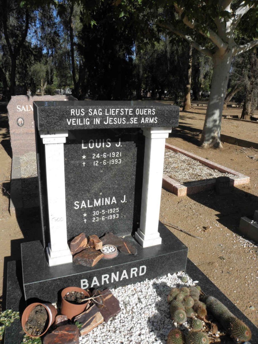 BARNARD Louis J. 1921-1993 &amp; Salmina J. 1925-1993